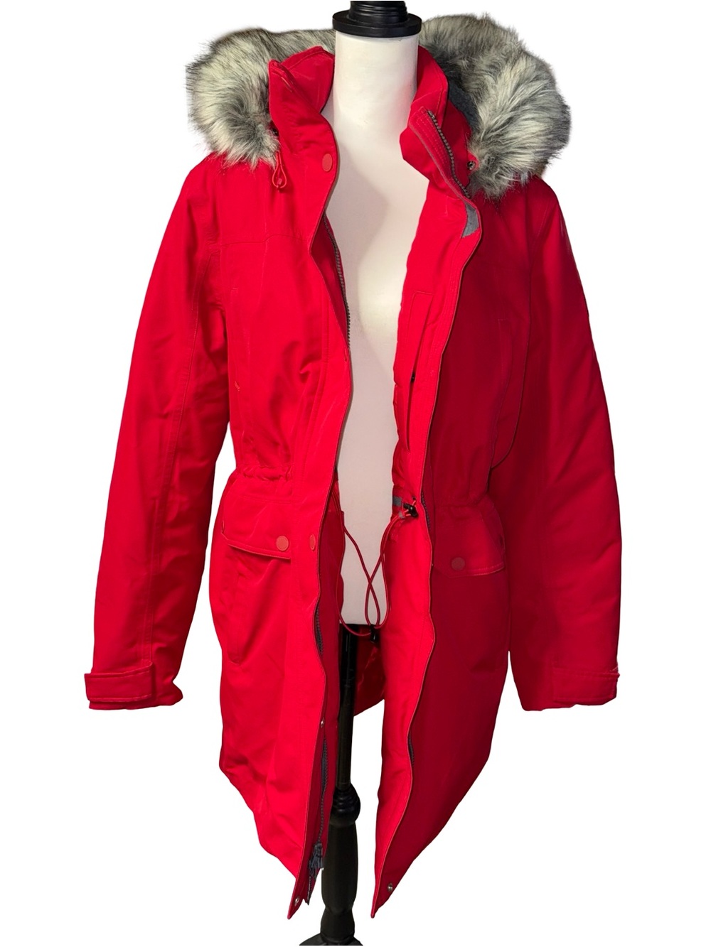 Lands' End Womens Expedition Down Parka Rich Red Tall Large Duck Down Feathers